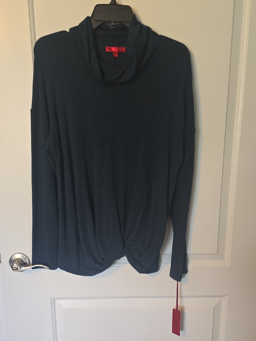 Jennifer Lopez Twist-Hem Cowl Neck Long Sleeve Top